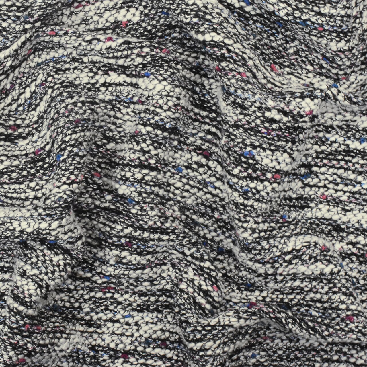 White-Black-Multi Slub Texture Tweed Woven Fabric By the Yard